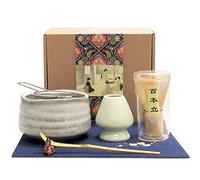 Artcome Ensemble de thé japonais Matcha Fouet Matcha Cuillère, Bol à Matcha, Porte-fouet en céramique, Kit de cérémonie de matcha fait à la main pour cérémonie de thé japonais traditionnel (7 pièces)