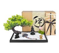 Artcome Jardin de sable zen japonais pour bureau - Accessoires de bureau - Plateau de thérapie de méditation fabriqué en bambou - Outil de relaxation et de méditation pour soulager le stress - Coffret