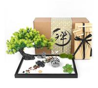 Artcome Jardin de sable zen japonais pour bureau - Accessoires de bureau - Plateau rectangulaire pour thérapie de méditation - Outil de relaxation et de méditation pour soulager le stress - Coffret