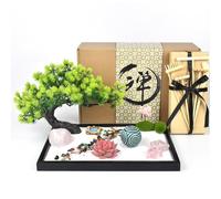 Artcome Jardin de sable zen japonais pour bureau - Accessoires de bureau - Plateau rectangulaire pour thérapie de méditation - Outil de relaxation et de méditation pour soulager le stress - Coffret