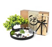 Artcome Jardin de sable zen japonais pour bureau - Plateau rond pour thérapie de méditation - Accessoires de bureau - Outil de relaxation et de méditation pour soulager le stress - Coffret cadeau de