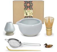 Artcome Kit de cérémonie à matcha pour cérémonie du thé japonaise, bol avec bec verseur, fouet, cuillère à thé, passoire à poudre matcha, service à thé matcha pour faire des usucha, koicha et latte