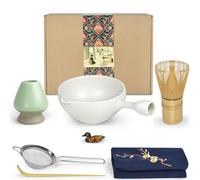 Artcome Kit de cérémonie du thé japonais - Bol, fouet, cuillère, passoire, poudre de matcha, ensemble pour Usucha, koicha et latte matcha (7 pièces)