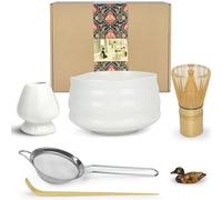 Artcome Kit de Cérémonie du Thé Japonaise - Bol à Matcha Traditionnel, Fouet, Cuillère, Passoire à Poudre - Service pour Usucha et Koicha