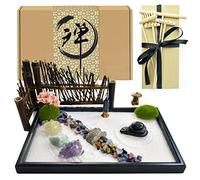 Artcome Kit Jardin Zen Japonais pour Bureau avec Râteau, Stand Rochers et Mini Articles Ameublement - Accessoires de Bureau Mini Table Zen Sand Garden Kit - Cadeaux de Méditation