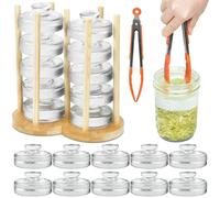 Artcome Lot de 10 poids de fermentation en verre avec poignée facile à prendre en main et texture unique pour bocaux Mason à large ouverture - Galets de cornichons avec organisateur de poids en verre