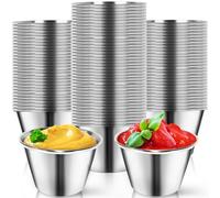 Artcome Lot de 100 tasses à condiments en acier inoxydable, idéales pour tremper et portions, 70,9 g