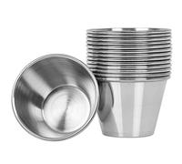 Artcome Lot de 14 tasses à condiments en acier inoxydable, idéales pour tremper et portions, 70,9 g