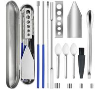 Artcome Lot de 15 outils de remplissage de capsules polyvalents pour remplissage de pilules - Pelles de laboratoire, bac à poudre, tamper à herbes et porte-capsules - Outils idéaux pour les