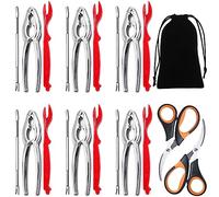 Artcome Lot de 21 outils pour fruits de mer - 6 craquelins à crabe, 6 coquilles à homard, 6 fourchettes à crabe, 2 ciseaux à fruits de mer et 1 sac de rangement