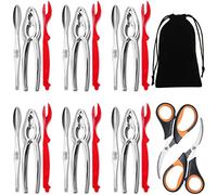 Artcome Lot de 21 outils pour fruits de mer - 6 craquelins à crabe, 6 coquilles à homard, 6 larges fourchettes à crabe, 2 ciseaux à fruits de mer et 1 sac de rangement