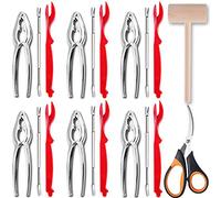 Artcome Lot de 21 outils pour fruits de mer comprenant 6 pinces à crabe, 6 fourchettes, 6 coquilles de homard, 1 maillet de crabe, 1 paire de ciseaux à fruits de mer et un sac de rangement