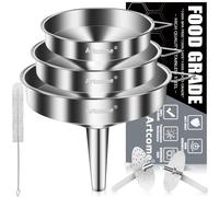 Artcome Lot de 3 tunnels de cuisine en acier inoxydable 3 en 1 de qualité alimentaire, idéal pour transférer du liquide, de la sauce, du jam, des particules et de la poudre - Funnels de distribution