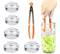 Artcome Lot de 5 poids de fermentation en verre avec poignée facile à prendre en main et design de texture unique pour grands bocaux Mason à ouverture large