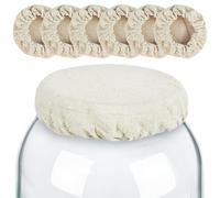 Artcome Lot de 6 couvercles réutilisables pour bocaux à levain - Couvercles en coton pour démarreur de levain, kombucha et bocaux de fermentation, bouchons 100 % coton bio non blanchi (convient aux