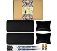 Artcome Lot de 8 assiettes à sushi en céramique de style japonais avec 2 assiettes à sushi, 2 plats à sauce, 2 paires de baguettes, 2 supports de baguettes