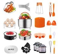 Artcome Lot de 91 accessoires pour autocuiseur 5,6,8 Qt - 60 papiers parchemin, 2 paniers de cuisson vapeur, moule à charnière, panier à œufs, moule à morsures d'œufs et plus encore