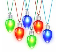 ArtCreativity Lot de 6 colliers lumineux en forme d'ampoule de Noël - Couleurs assorties - Accessoires de Noël clignotants pour femmes, hommes et enfants - Cadeaux de fête de Noël