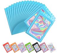 Artcut 100pcs Edibles Mylar Pochon, Violet Sachet Bonbo Sachet Zip, Mylar Autocollant Pour Bonbons, Biscuits, Jwely, Sac Mylar RéUtilisable, Pochette Holographique (5.1x8.3inch, Blue)