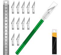 Artcut 1Pcs Scalpel, Cutter De Précision avec 10#11 Lame Scalpel, 1 Ruler, Scalpel Chirurgical pour Modelisme, Papier, Sculpture, Scalpel De Découpe, Petit Cutter, Cutter Precision (Vert)