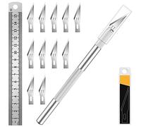 Artcut 1Pcs Scalpel, Cutter De Précision avec 10#11 Lame Scalpel, 1 Ruler, Scalpel Chirurgical pour Modelisme, Papier, Sculpture, Scalpel De Découpe, Petit Cutter, Cutter Precision (Argent)