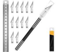 Artcut Scalpel De Précision avec Lame 10#11, Règle et Cutter pour Modelisme, Papier, Sculpture - Outil De Découpe Chirurgical (Noir)