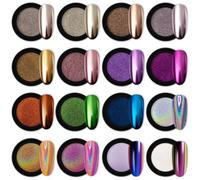 Artdone 16 botellas Chrome uñas polvo camaleón aurora holográfico uñas pigmentos…
