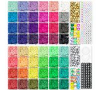 ARTDOT 10982 Pièces Perles Heishi, 48 Couleurs Perles pour Bracelet, 6mm Perle Plate Friendship Bracelet Kit, pour Adolescentes DIY Collier Kit Bracelet
