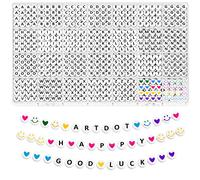 ARTDOT Lot de 1 400 perles en forme de lettres de l'alphabet pour bracelets d'amitié, perles assorties avec étui de rangement - 28 styles