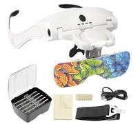 ARTDOT Lunettes Loupe Grossissante comme Diamond Painting Accessoires avec 4 LED et Réglage à 2 Niveaux, Lampe Frontale pour Lecture Bijoutier Broderie Peinture Diamant