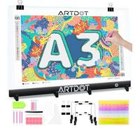 ARTDOT Tablette lumineuse LED pour kits de peinture diamant 5D à luminosité réglable avec accessoires et outils de peinture diamant Format A3
