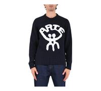 Arte Antwerp - Pull en Coton Brodé All Together - Homme - Pulls - Bleu - Taille: S