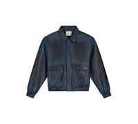 Arte Antwerp Veste en cuir Fade avec col vintage - Navy M
