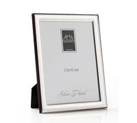 ARTÉ Cadre photo 13 x 18 cm, fabriqué en Italie, élégant plaqué argent, argent plaqué antioxydant, magnifique cadre en argent plaqué avec dos en bois acajou E136/13 x 18