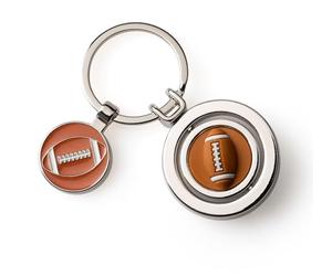 ARTÉ Porte-clés RuGBY avec médaille, Objet Personnalisable, adapté pour être gravé, porte-clés en métal poli inoxydable 7746E, argent, Whitout size