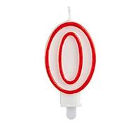 Arte Regal Bougie d'anniversaire 0 cire 7,5 cm Rouge/blanc