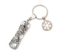ARTÉ SNOWBOARD avec médaille, adapté pour être gravé, porte-clés en métal brillant inoxydable 7062E, argent, without size