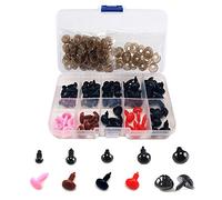 Artec360 (150 pièces) 50pcs 6~12mm Yeux de sécurité, 25pcs 9~12mm Nez de sécurité; 75pcs Bases pour feutrage Kit poupées Decys Couture - 4 Couleurs Yeux de securite amigurumi (Yeux + Nez)