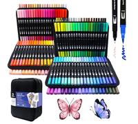 Artecho 168 marqueurs de couleurs pour livres de coloriage pour adultes, marqueurs à double pointe pour l'école, pointe fine et pinceau pour livres de coloriage pour adultes, calligraphie, dessin