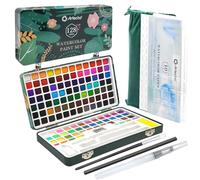 Artecho Ensemble de peinture aquarelle 128 couleurs, ensemble complet pour adultes avec 128 couleurs uniques, pinceaux et papiers aquarelle, kit parfait pour débutants et professionnels