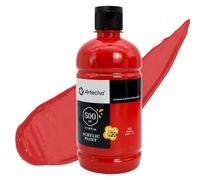 Artecho Grande bouteille de peinture acrylique rouge écarlate de 500 ml, peinture artisanale pour toile, roches, bois, tissu, céramique, non toxique