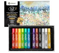 Artecho Lot de 12 pastels à l'huile métallisés - Pastels à l'huile douce pour art peinture, dessin, mélange (10 x 70 mm)