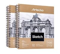 Artecho Lot de 2 cahiers de croquis 23 x 30cm avec reliure à spirale, papier à dessin durable sans acide, idéal pour les enfants et les adultes Blanc naturel