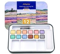 Artecho Lot de Peintures Pour Aquarelle Avec Pinceau Inclus, 12 Couleurs Metallique, Léger et Portable, Idée Cadeau Parfaite Pour les Artistes Débutants ou Professionnels