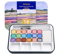 Artecho Lot de Peintures Pour Aquarelle Avec Pinceau Inclus, 18 Couleurs Metallique, Léger et Portable, Idée Cadeau Parfaite Pour les Artistes Débutants ou Professionnels