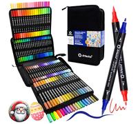 Artecho Marqueurs de peinture acrylique 120 couleurs avec sac, stylos de peinture acrylique avec pointe pinceau et pointe fine pour pierre, peinture sur roche, papier, citrouille, bois, œuf, toile