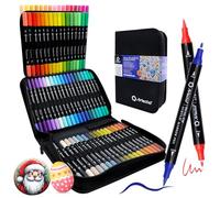 Artecho Marqueurs de peinture acrylique 72 couleurs avec sac, stylos de peinture acrylique avec pointe pinceau et pointe fine pour pierre, papier, citrouille, bois, œuf, toile