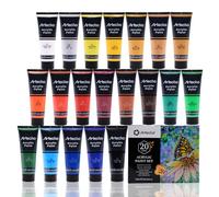 Artecho Peinture Acrylique 20×120ml, Acrylic Paint, Peinture pour Toile, Tissu, Bois, Roche, Papier, Verre.