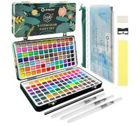 Artecho Peinture Aquarelle Adulte 168 Couleurs en Boîte Portable, avec Pinceau et Papier Aquarelle, Watercolor, pour Artistes et Peintres Amateurs