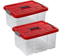 ARTECSIS 2 Boite rangement Plastique 27L, 44x35x24cm AVEC Couvercle/Caisse Transparente